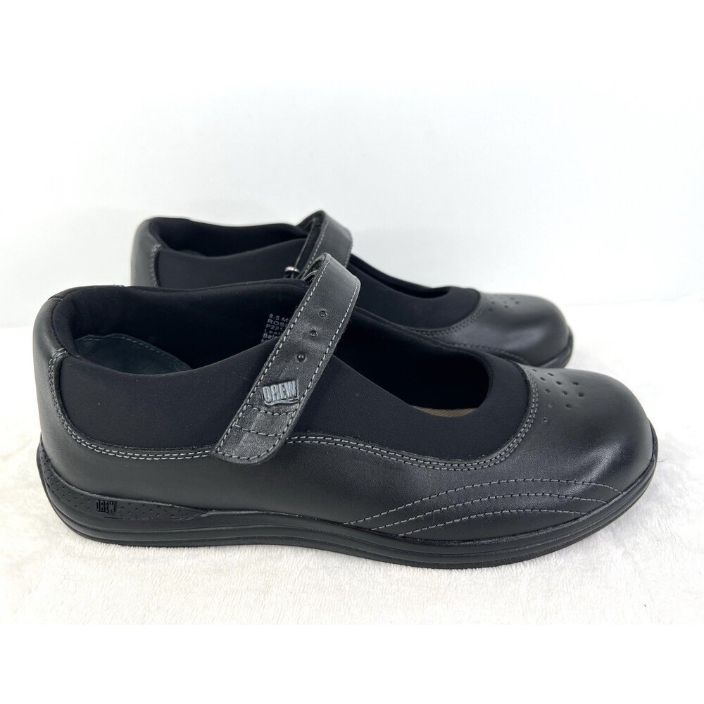 Drew Rose Black Leather Mary Jane Walking Comfort Shoes Orthopedic Womens 8.5 M